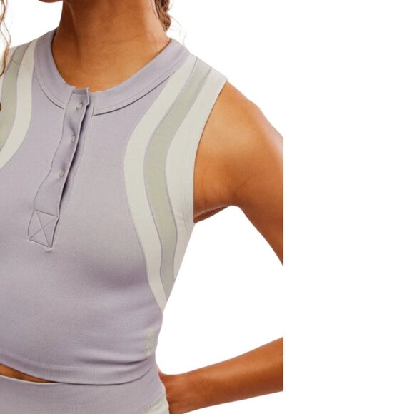 NWOT Free People FP Movement Free Kick Muscle Tank Crop Top Women's M/L Purple - Picture 3 of 13